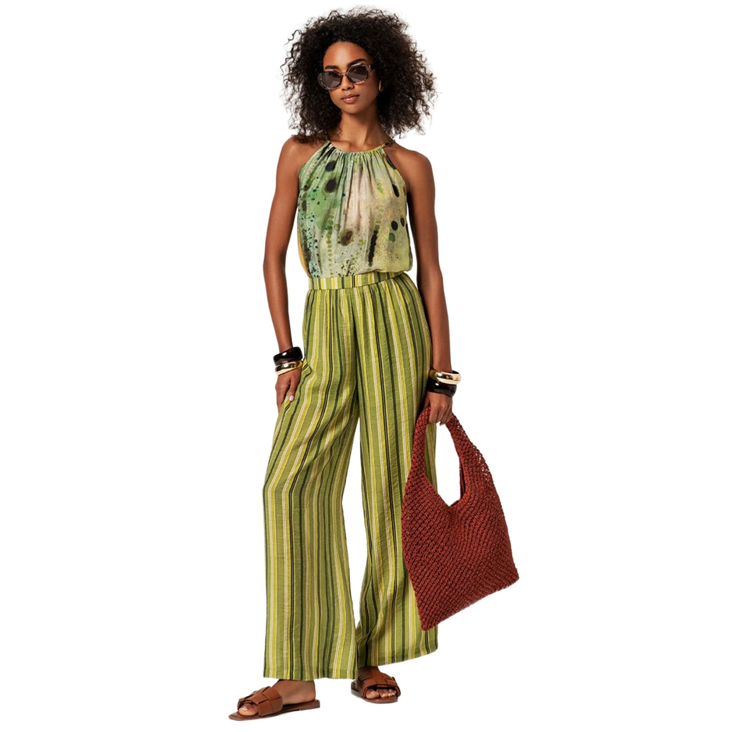 SURKANA Top a spalline con scollo halter Verde
