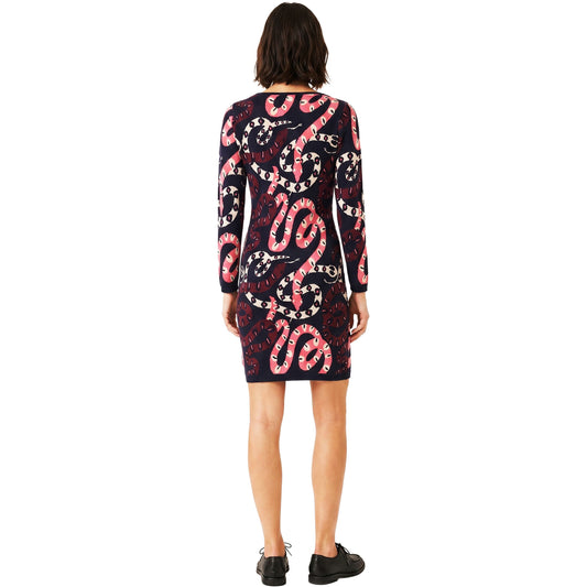 PEPALOVES Abito Corto in Maglia con Serpenti Multicolore
