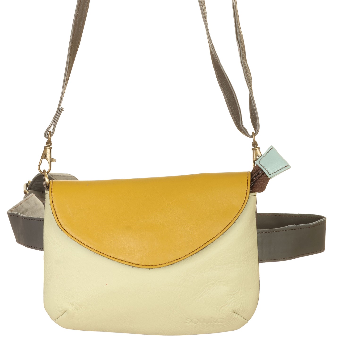 SORUKA Borsa Carol Liscia Aqua-Oliva-Grigio