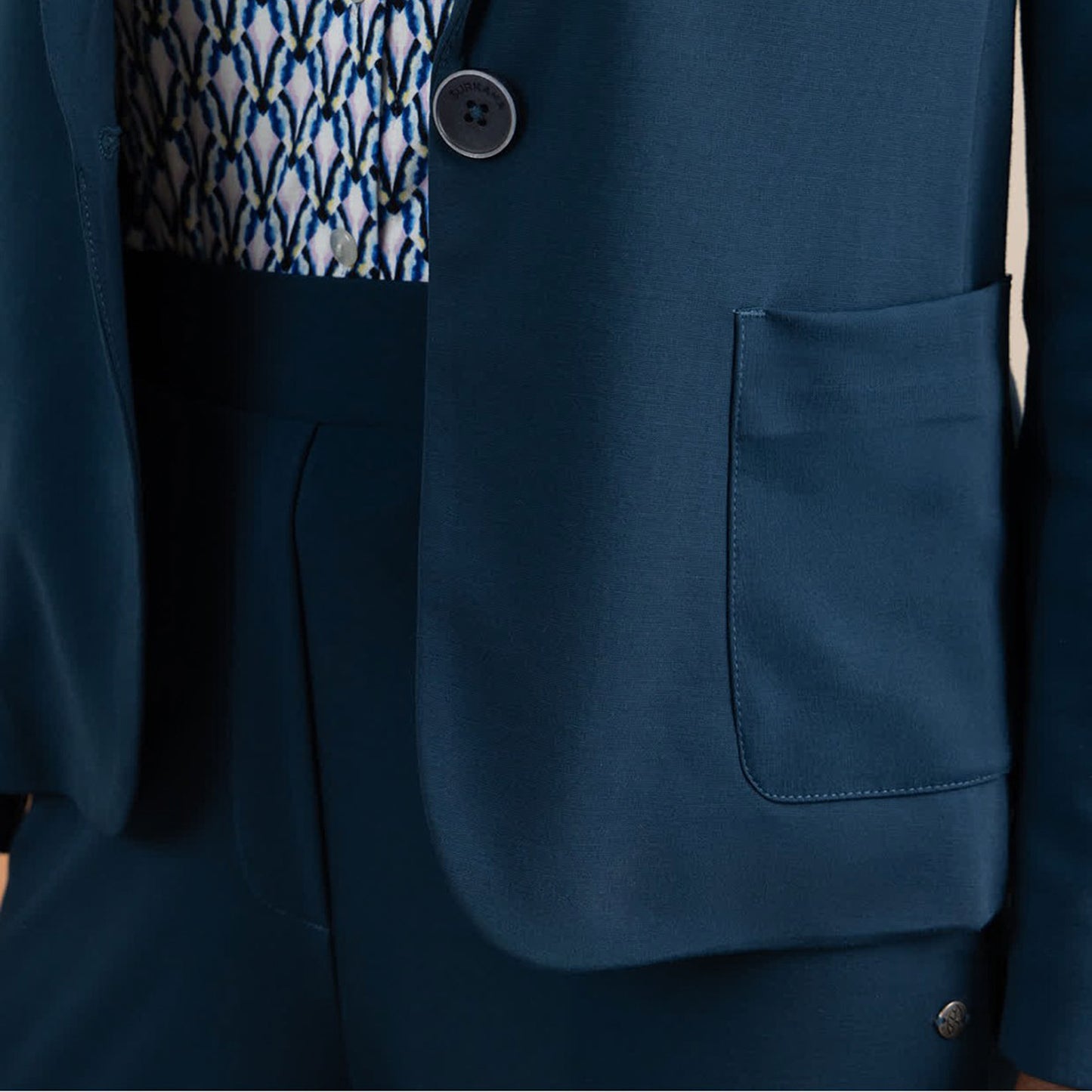 SURKANA - Blazer incrociato 1 bottone tinta unita-SURKANA-VIALESCARPE