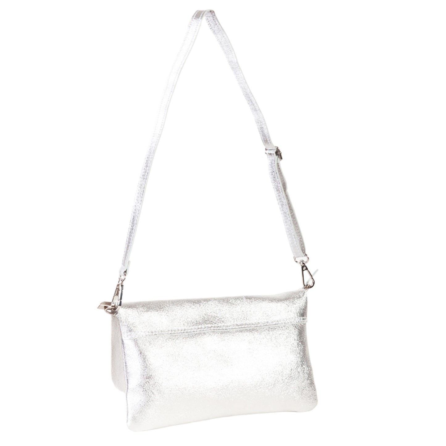 Borsa Pochette con Pattina e zip Pelle Laminata