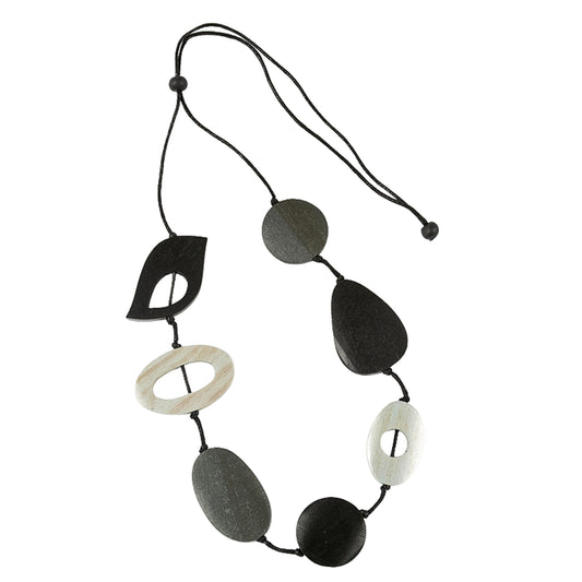 Collana Uccellino con 9 elementi Legno Argento Metal