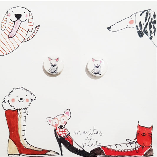 Mini-Orecchini a lobo Chihuahua-MANITAS DE PLATA-VIALESCARPE
