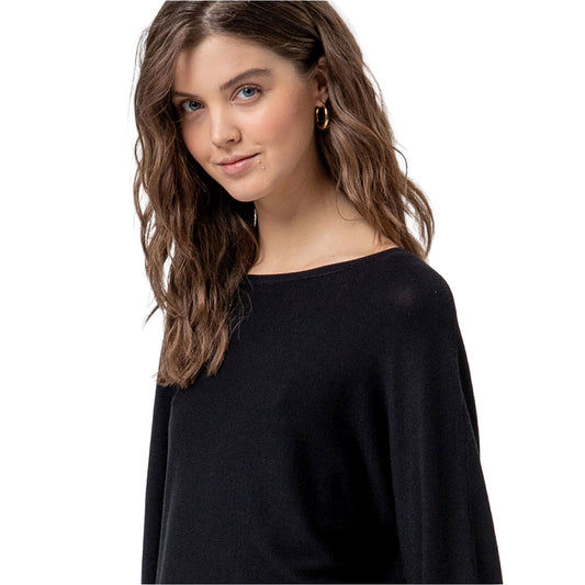 SURKANA Maglione in Maglia con Scollo a Barca Nero