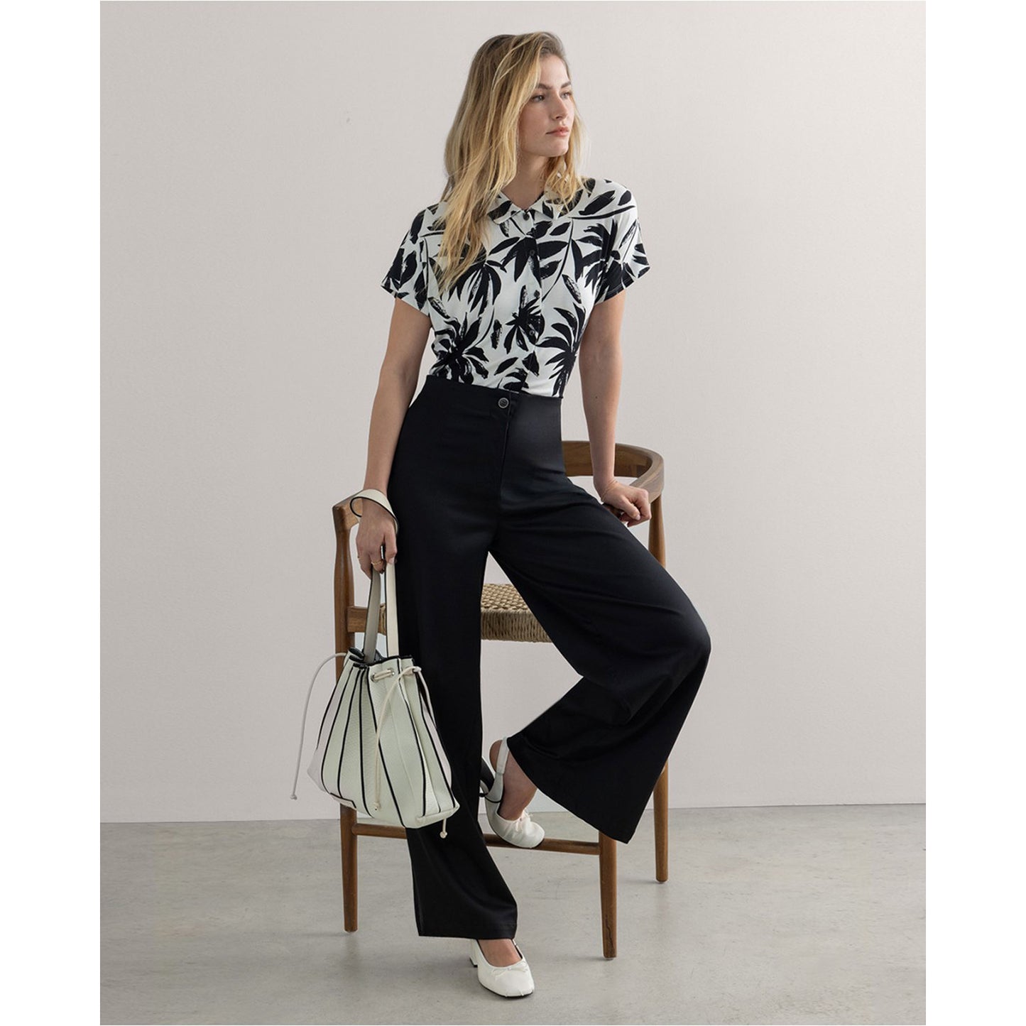 SURKANA - Camicia elasticizzata manica corta stampata