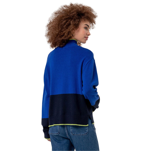 SURKANA Maglione Bicolore Blu Cobalto e Nero