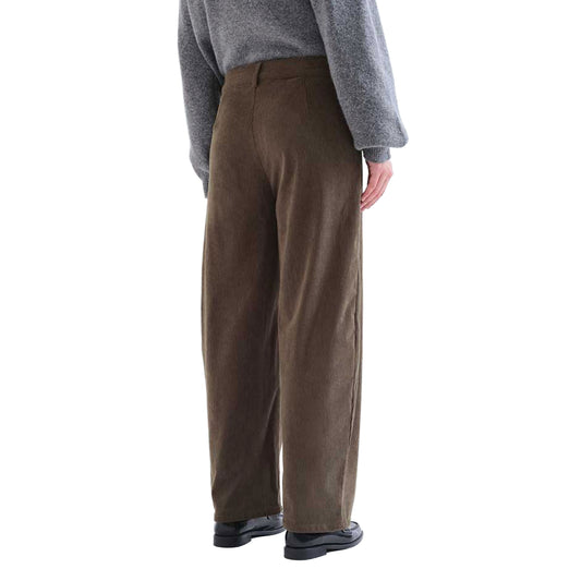 COMPAÑÍA FANTÁSTICA Pantaloni in velluto marrone scuro