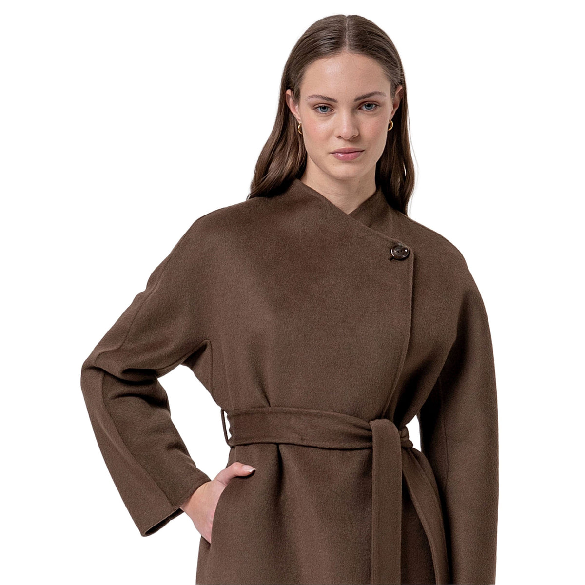 SURKANA Cappotto lungo incrociato Tabacco