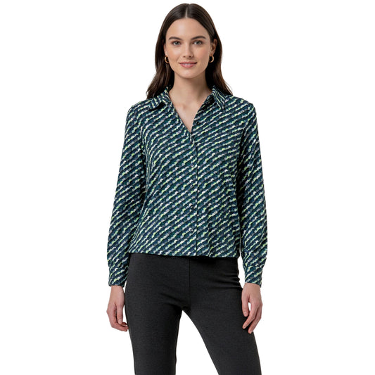 SURKANA Camicia Ampia Stampa Geometrica Verde Bottiglia-SURKANA-VIALESCARPE