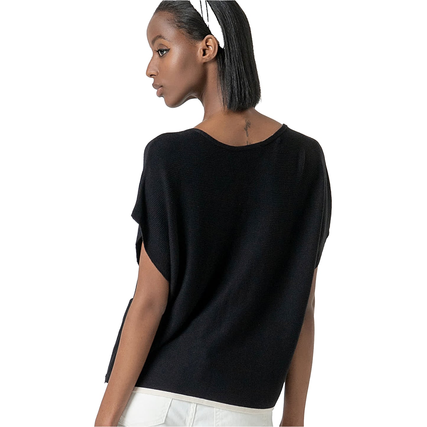 SURKANA - Pullover manica corta in maglia tinta unita