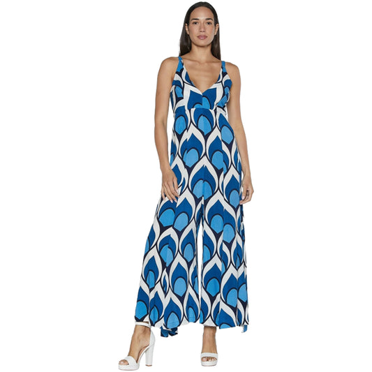 BABA DESIGN Jumpsuit OCEAN HALO Bianco e Azzurro