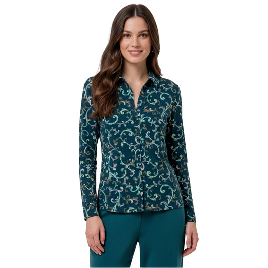 SURKANA Camicia in Viscosa Ecovero Stampata Verde Scuro-SURKANA-VIALESCARPE