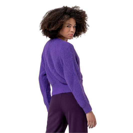SURKANA Cardigan girocollo con trecce Viola