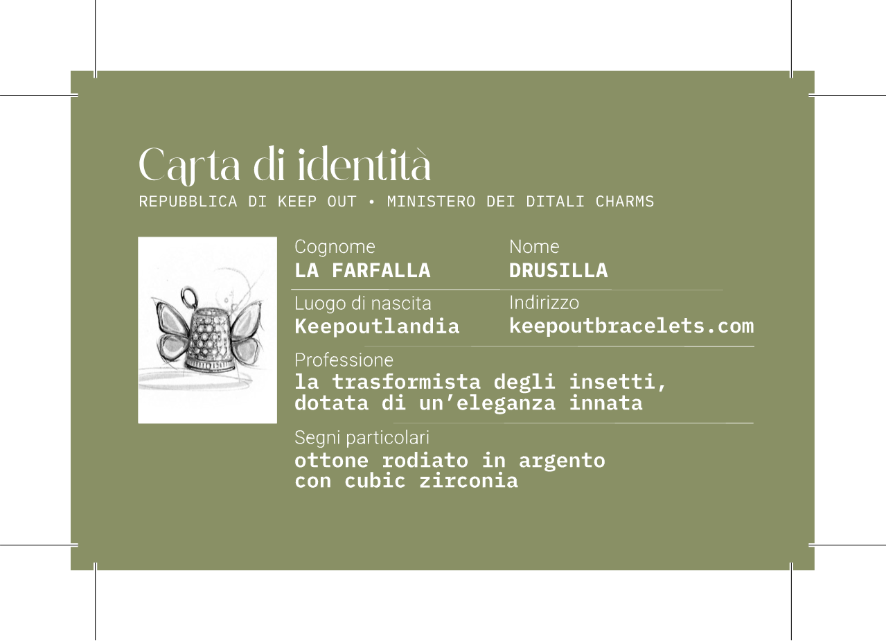 Bracciale Filo Magico Cotone Ditale rodio FARFALLA