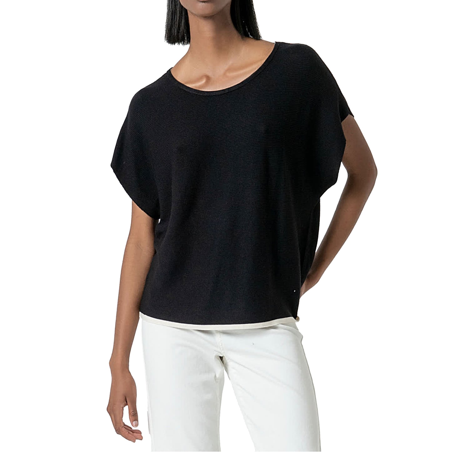 SURKANA - Pullover manica corta in maglia tinta unita