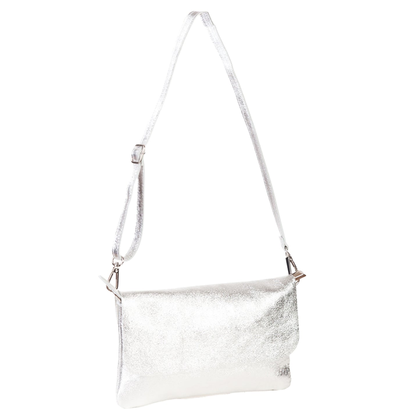 Borsa Pochette con Pattina e zip Pelle Laminata