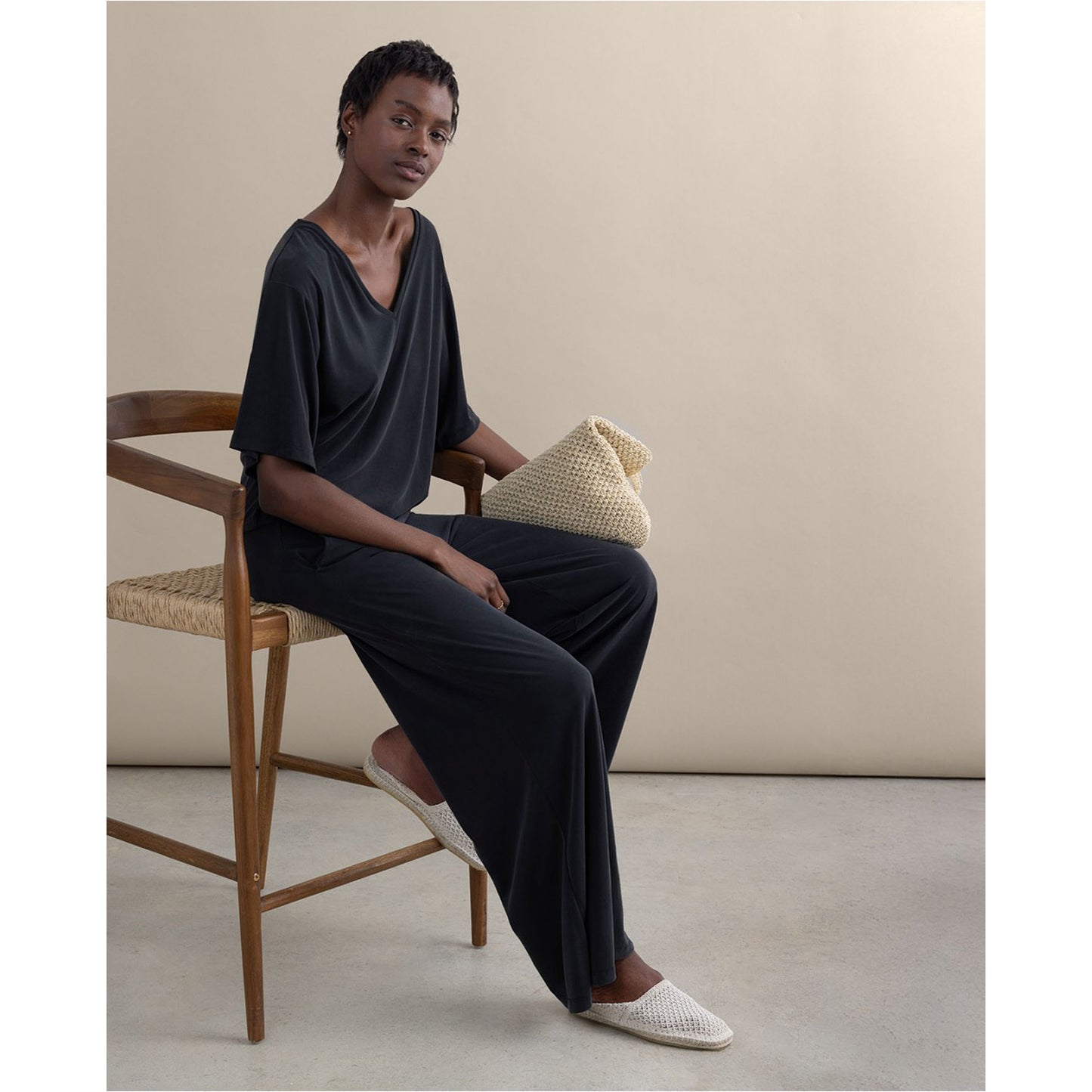 SURKANA - Pantaloni lunghi wide leg elasticizzati
