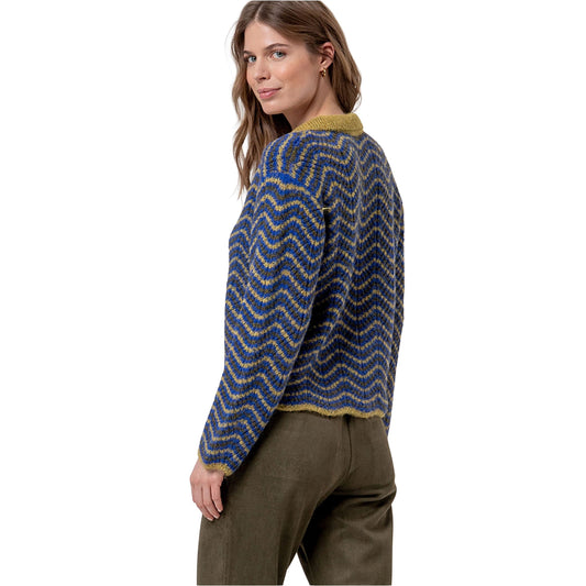 SURKANA Maglione con collo polo testurizzato Bluette e Multi