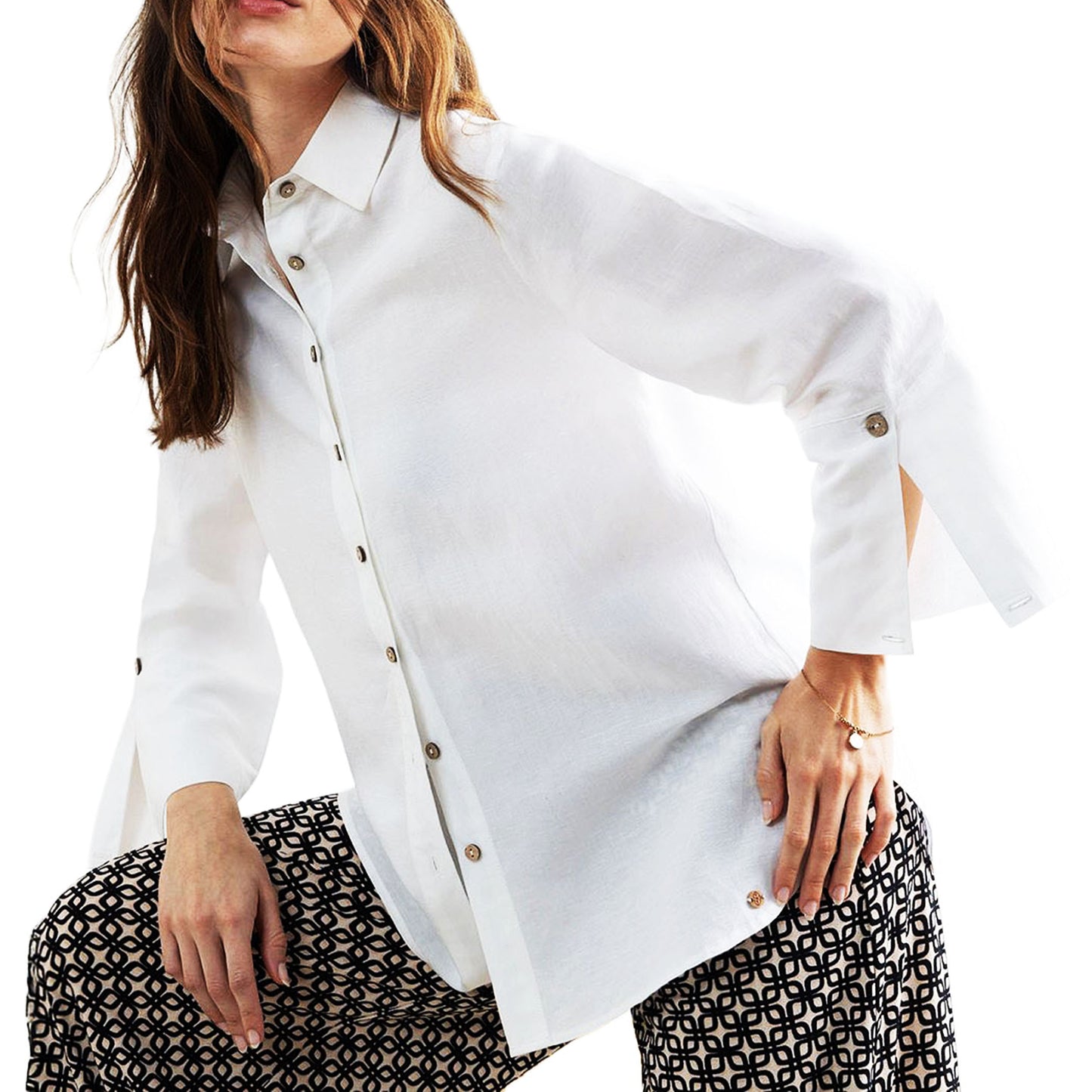 SURKANA - Camicia oversize in lino manica 3/4