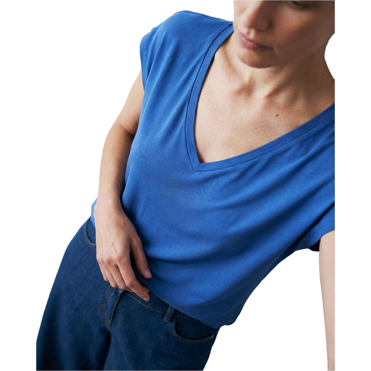 SURKANA T-shirt con collo a V Azzurro