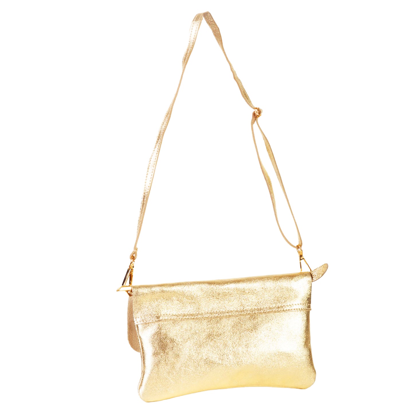 Borsa Pochette con Pattina e zip Pelle Laminata