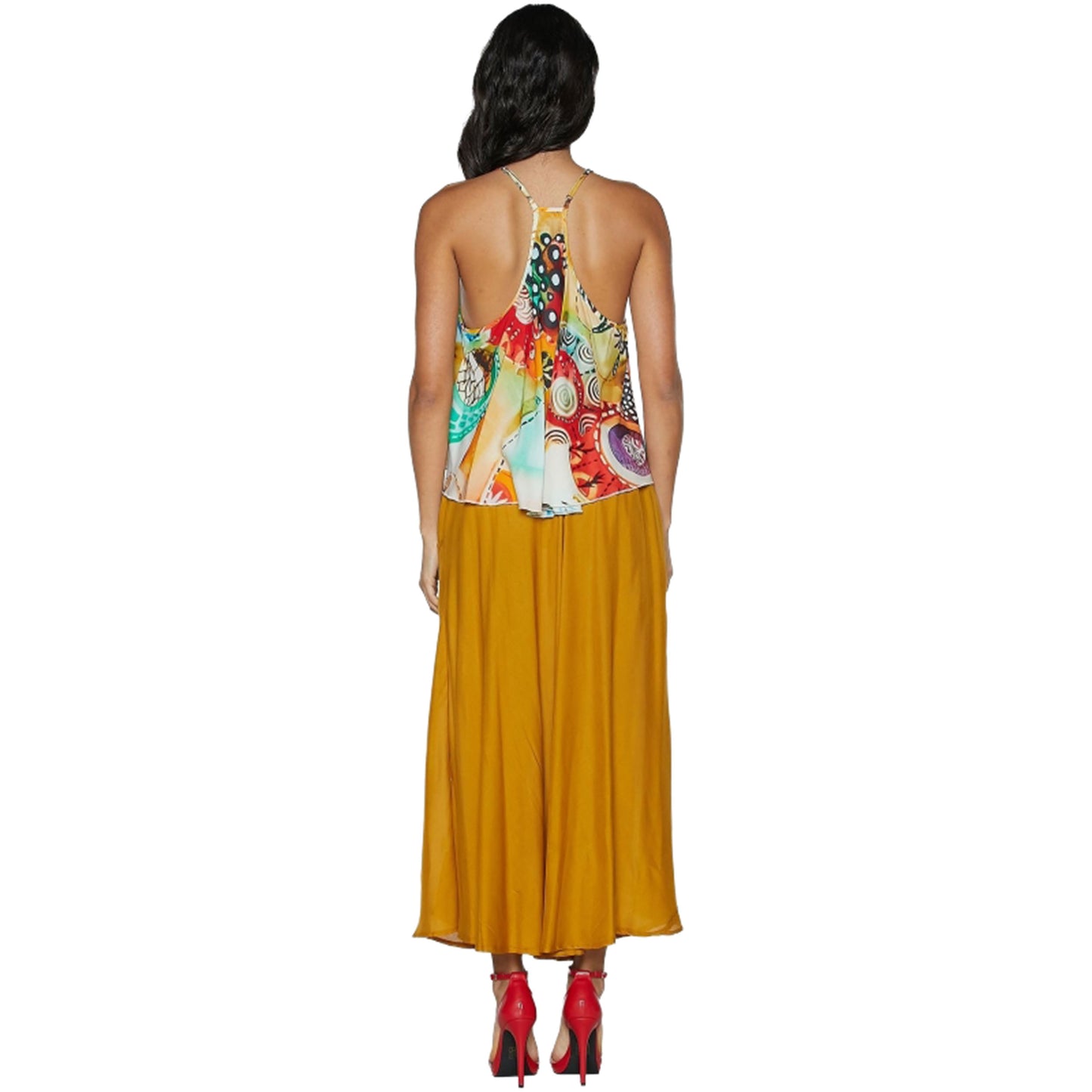 BABA DESIGN Gonna VISCOSE FLARE Albicocca