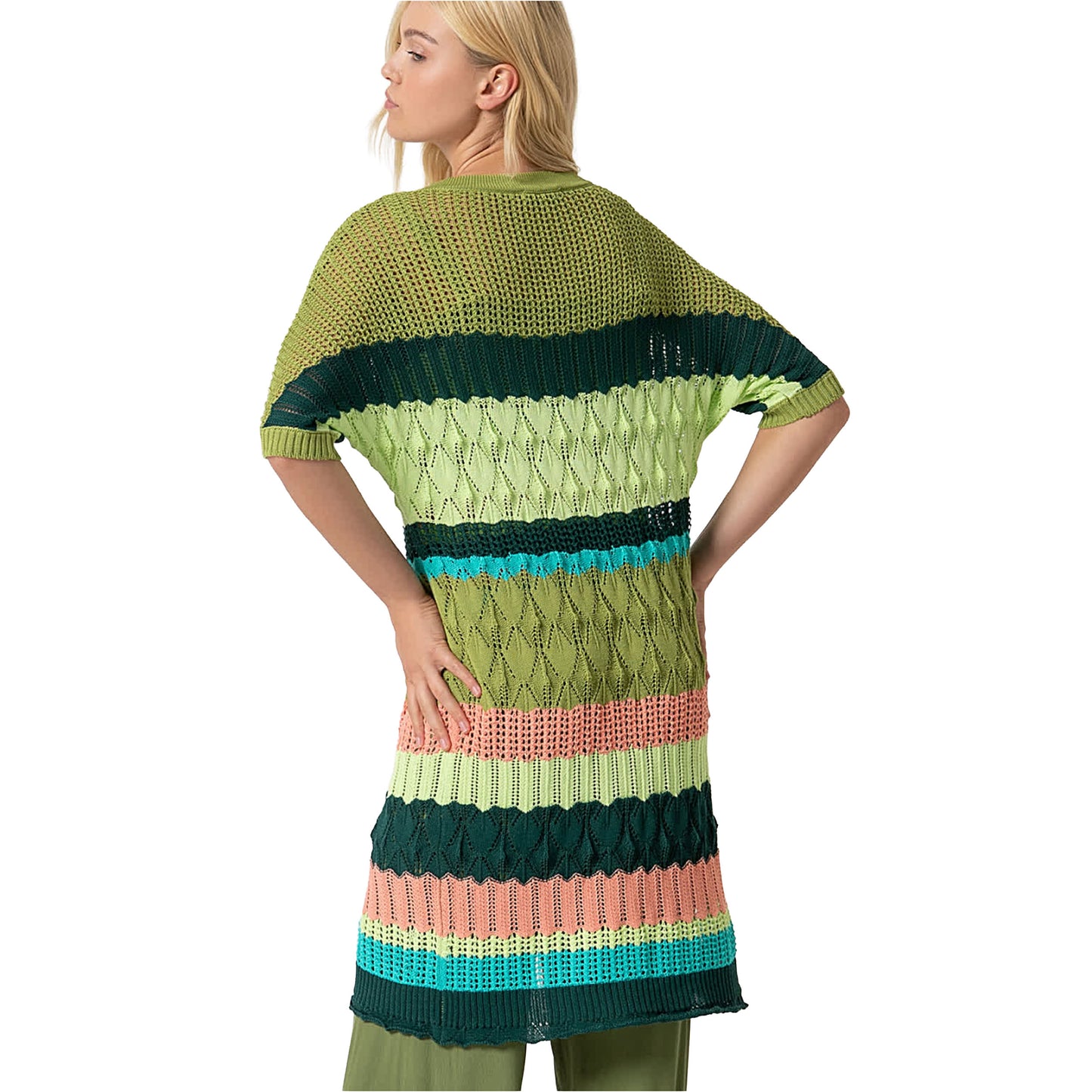 SURKANA - Cardigan lungo crochet con bottoni