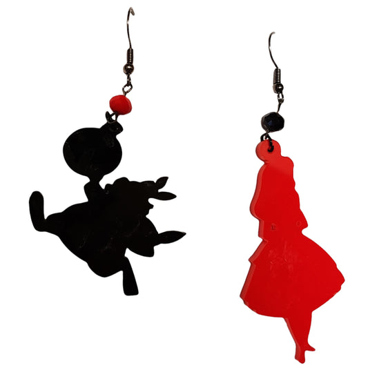 ARKY FLY Orecchini pend. mon Alice nero-rosso
