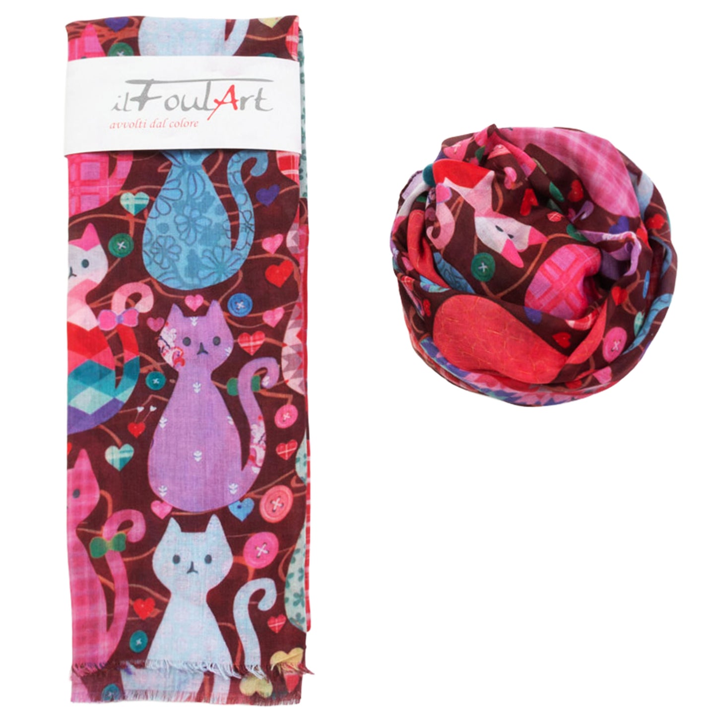 Scialle Foulard FoulART Cats UltraLight Gatti Grandi