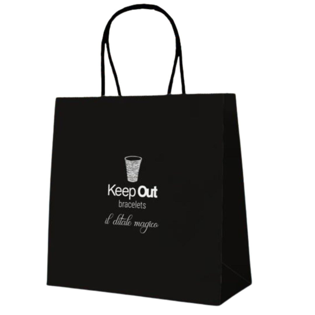 Bracciale Filo Magico Cotone Ditale rodio FARFALLA-KEEP OUT-VIALESCARPE