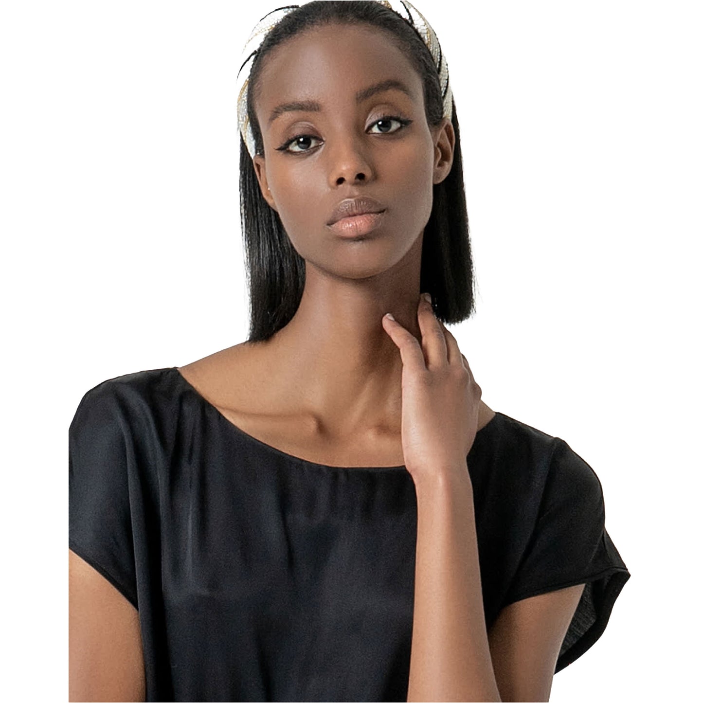 SURKANA - Maglietta satinata con scollo a barchetta senza maniche-SURKANA-VIALESCARPE