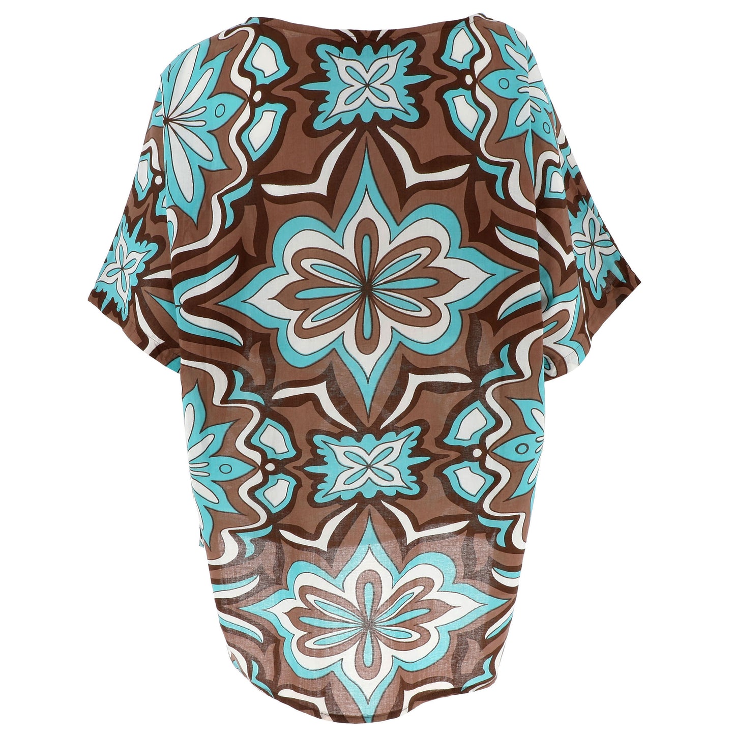 KARAKORUM Blusa SANDY Marrone bianco e turchese