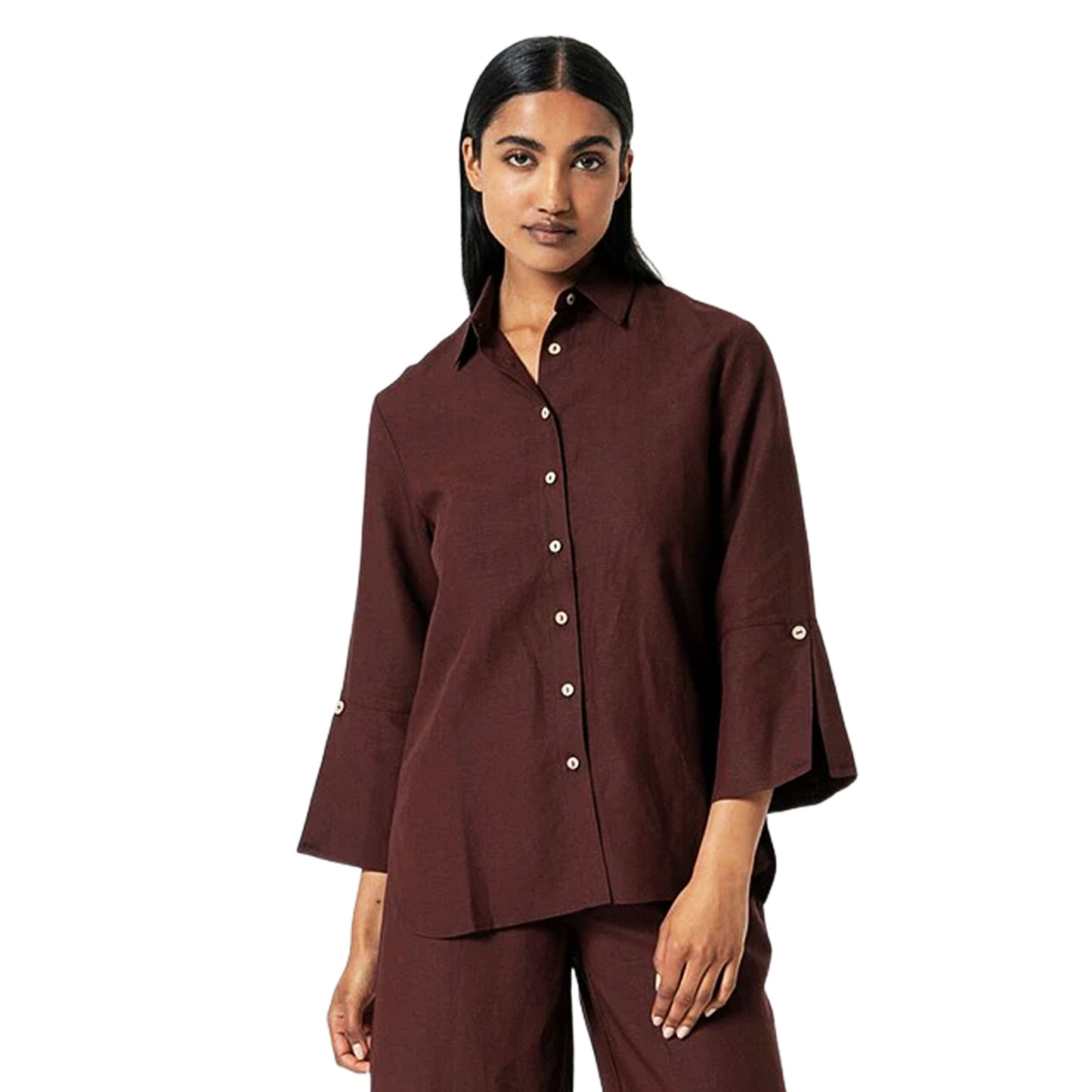 SURKANA - Camicia oversize in lino manica 3/4