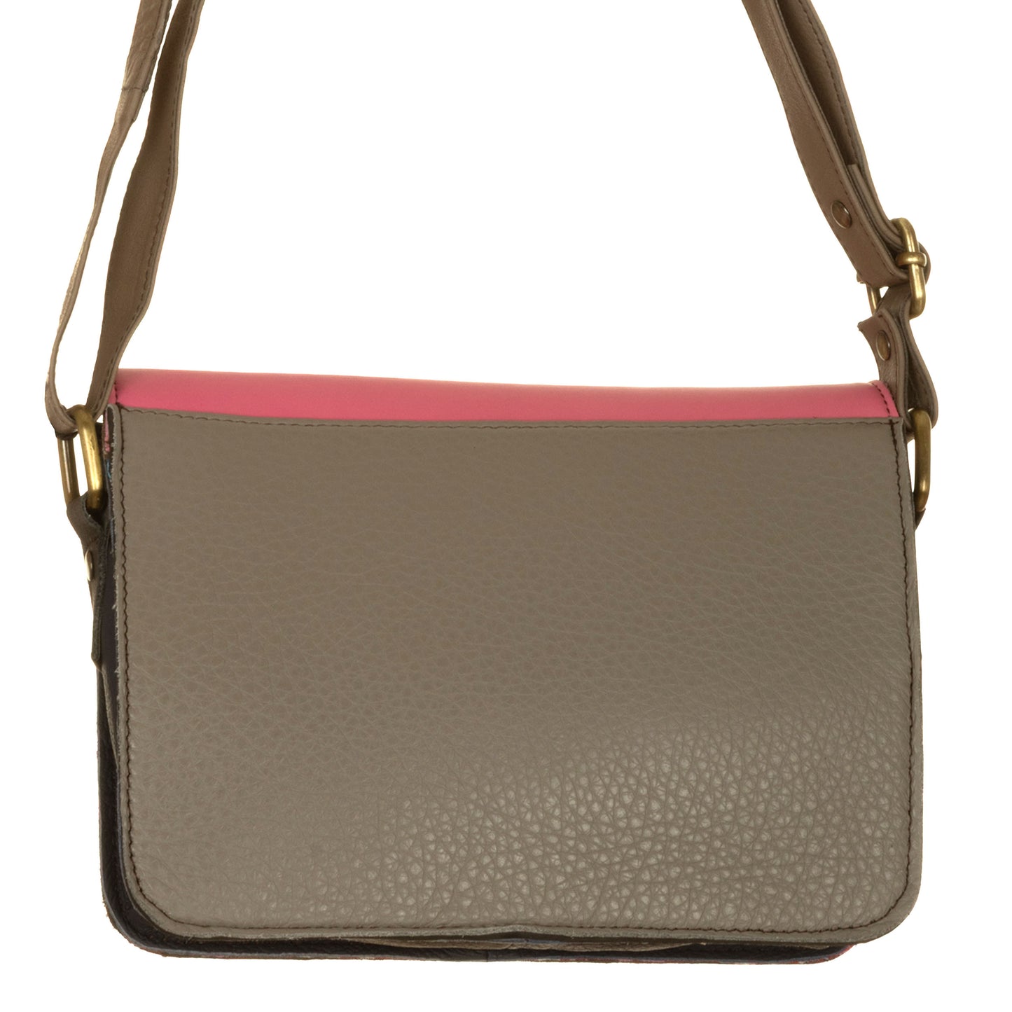 Borsa Leyna liscia basic Tortora Rosa e Rosso