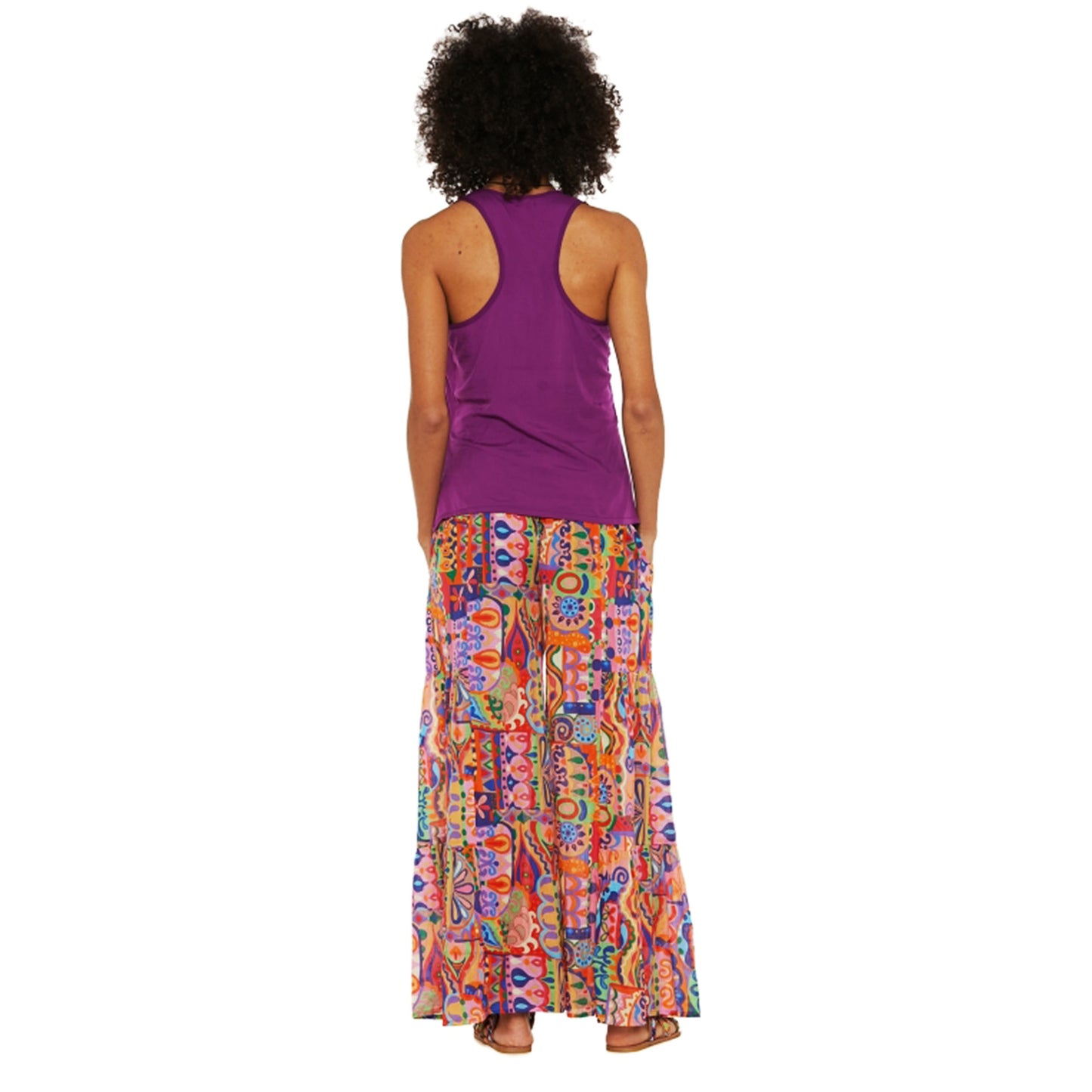 BABA DESIGN - Pantaloni palazzo MOSAIC MARINE