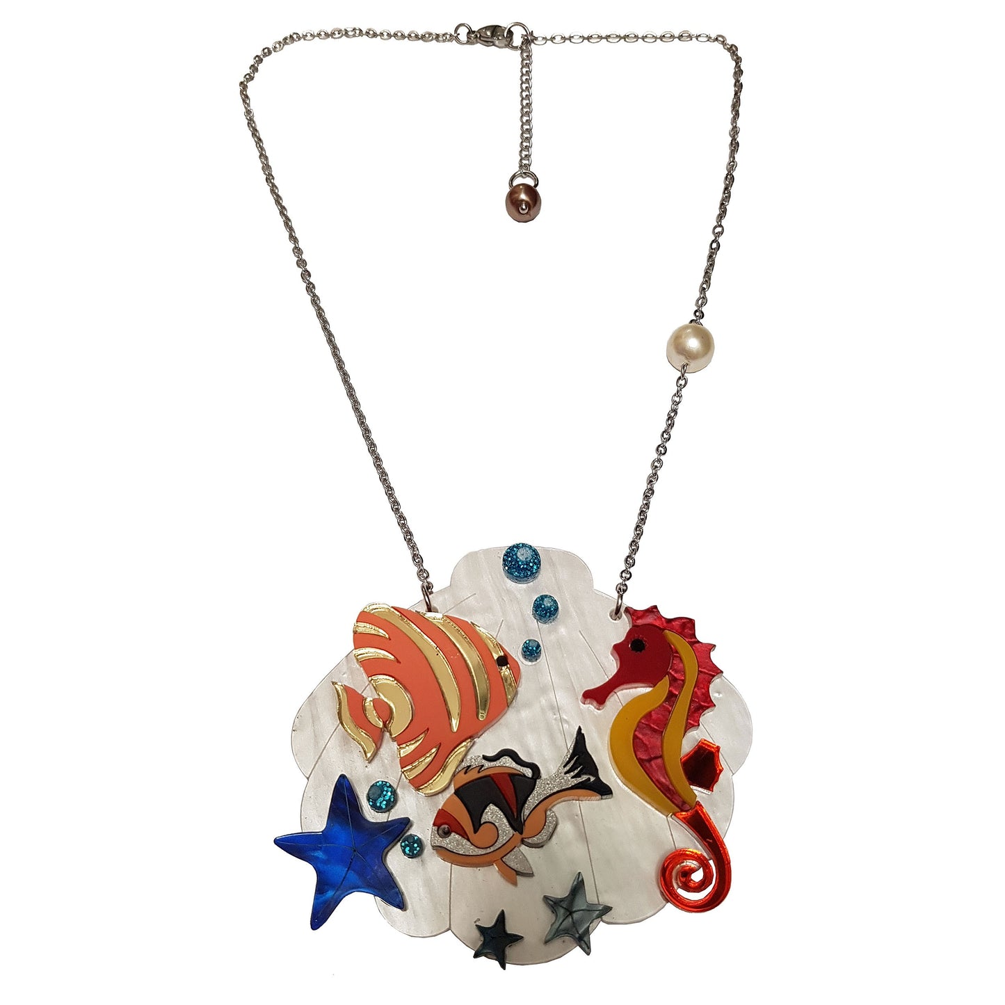 ARKY FLY Collana Mare Conchiglia e Cavalluccio red