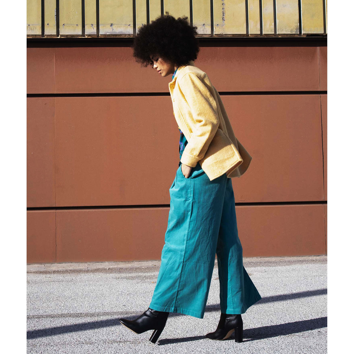 PEPALOVES Pantalone di velluto a coste fine verde