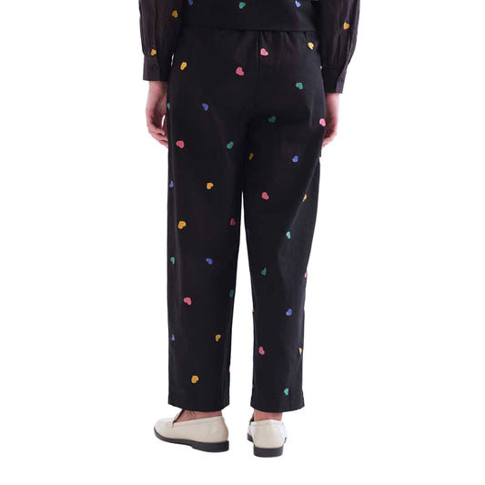 COMPAÑÍA FANTÁSTICA Pantaloni neri con stampa Candy