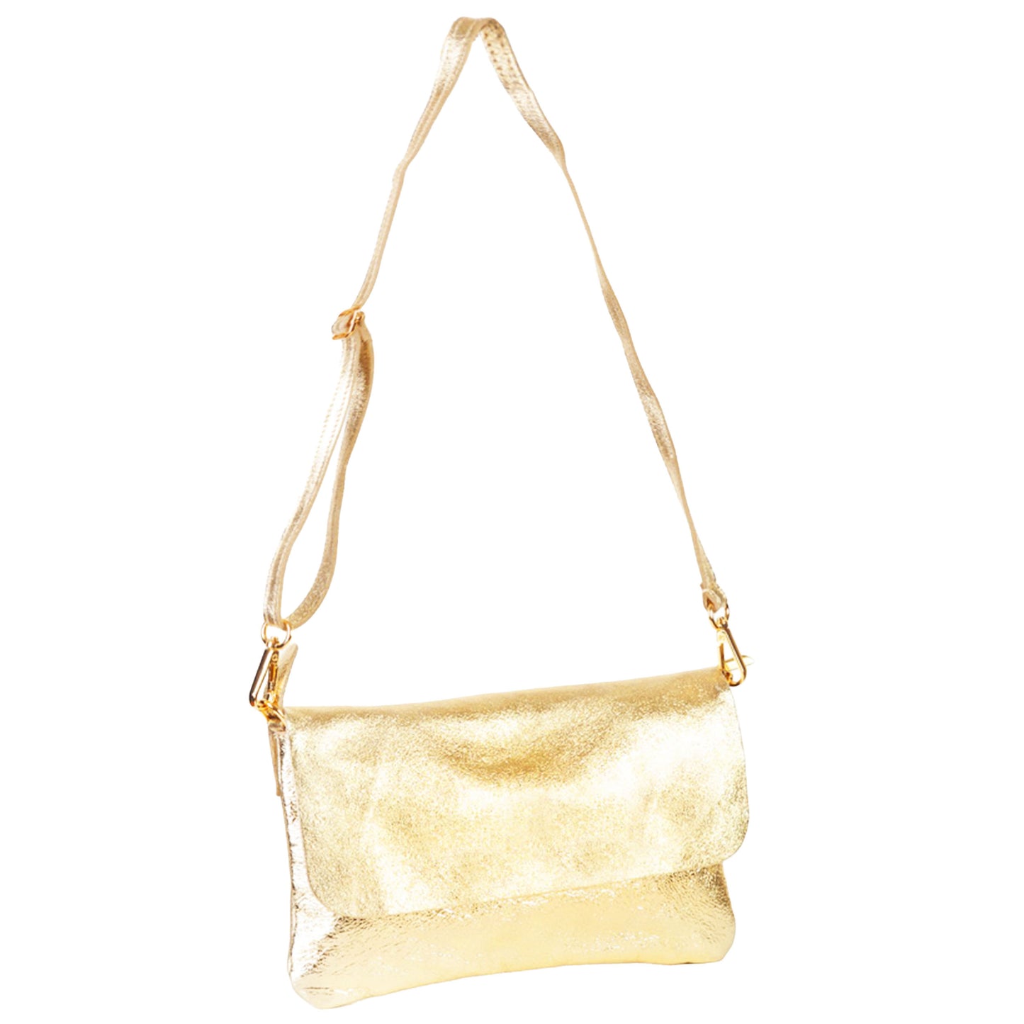 Borsa Pochette con Pattina e zip Pelle Laminata
