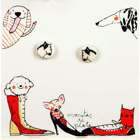 Mini-Orecchini a lobo Bull Terier-MANITAS DE PLATA-VIALESCARPE