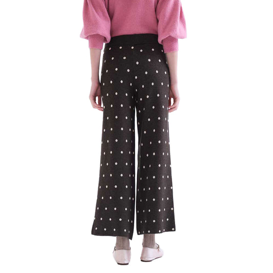 COMPAÑÍA FANTÁSTICA Pantaloni grigio antracite a pois