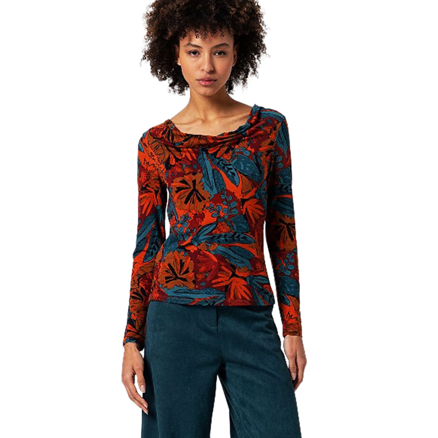 SURKANA - T-shirt aderente elasticizzata con scollo drappeggiato-SURKANA-VIALESCARPE