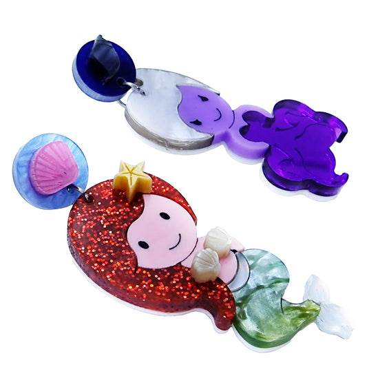 Orecchini pendenti asimmetrici Sirenetta e Strega del MAre-ARKYFLY-VIALESCARPE