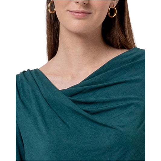 SURKANA T-shirt Scollo Asimmetrico in Modal Verde Bottiglia