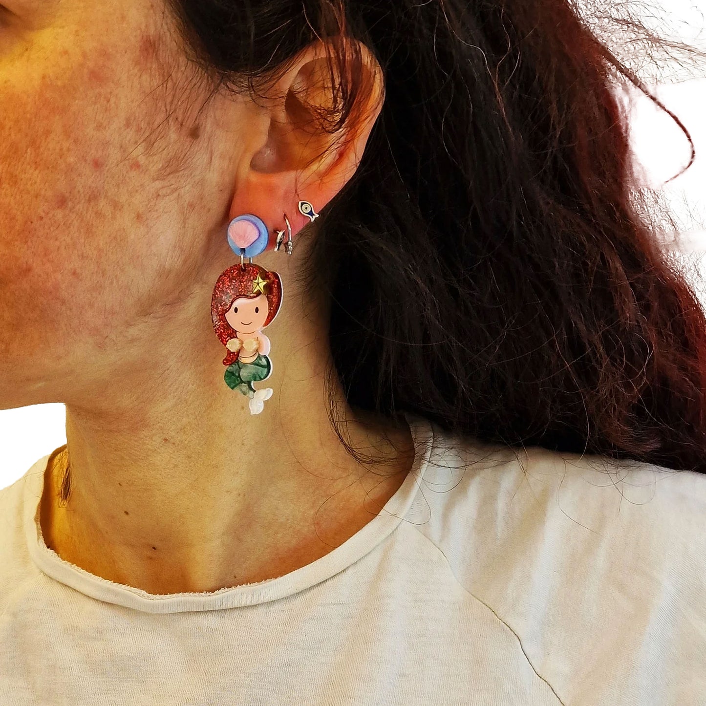 Orecchini pendenti asimmetrici Sirenetta e Strega del MAre-ARKYFLY-VIALESCARPE