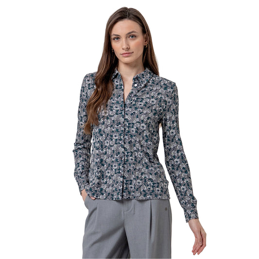 SURKANA Camicia Stampata in Viscosa Grigio-SURKANA-VIALESCARPE