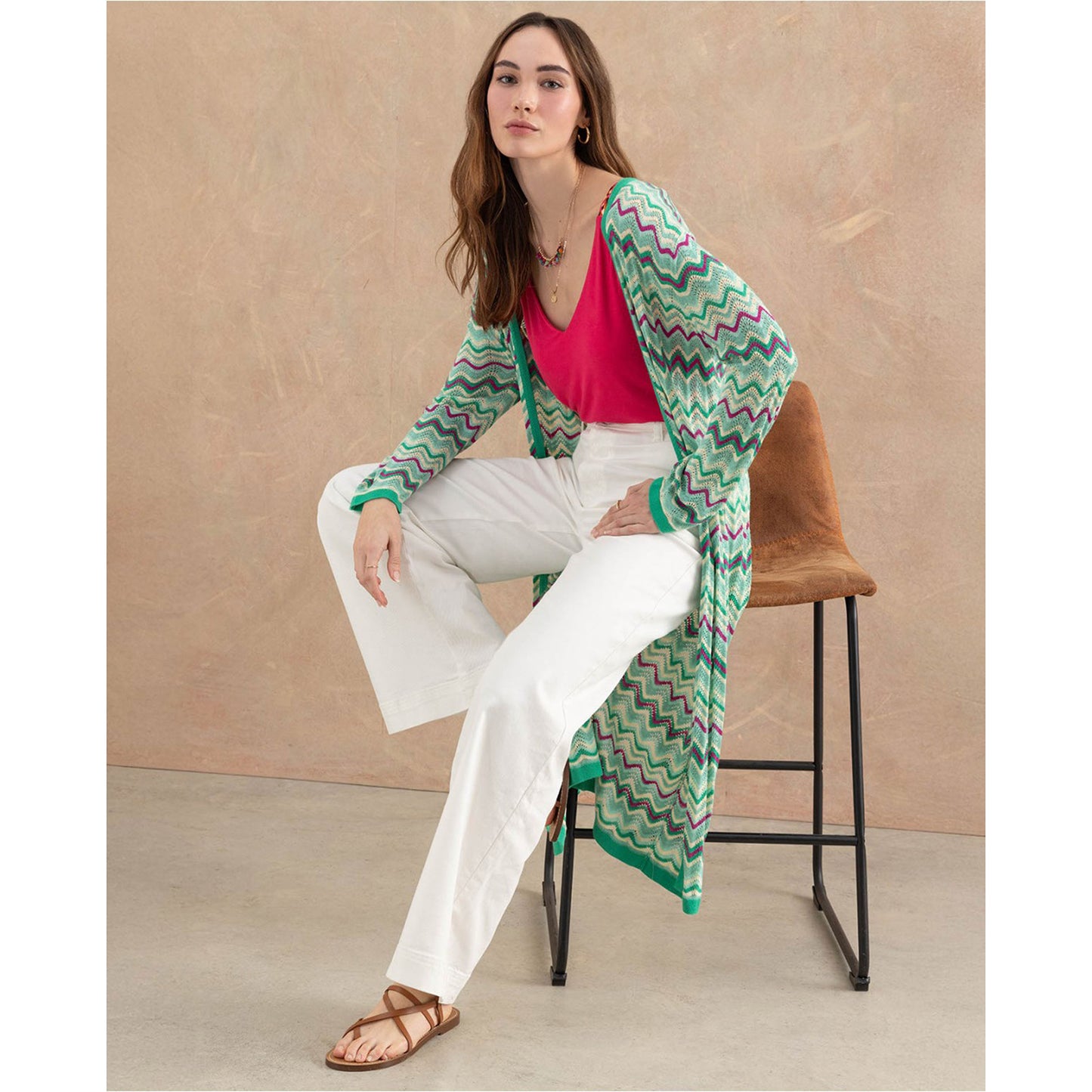 SURKANA - Cardigan lungo tricot aperto senza bottoni