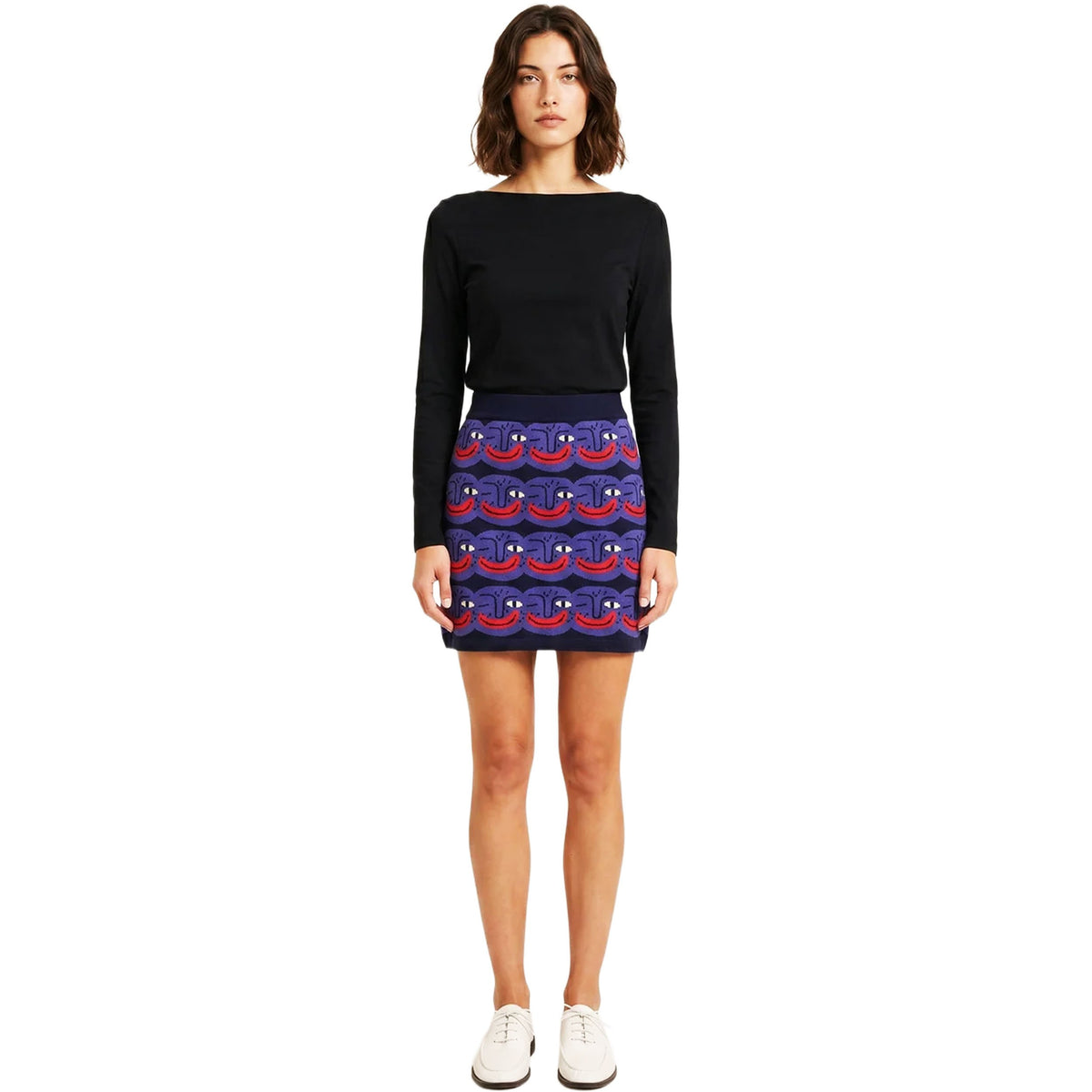 PEPALOVES Gonna Mini in Maglia Faces Multicolor