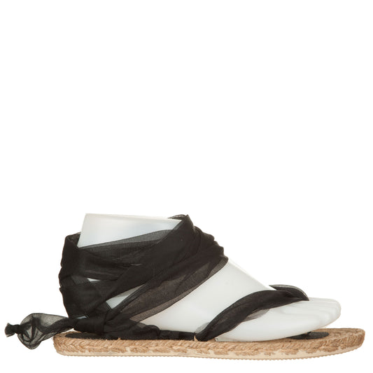 Espadrilles Silvia Lace Nero-VIALESCARPE-VIALESCARPE
