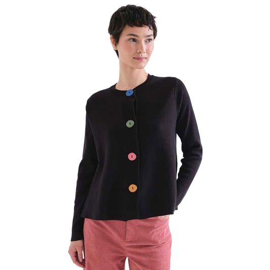 COMPAÑÍA FANTÁSTICA Cardigan nero con bottoni multicolor